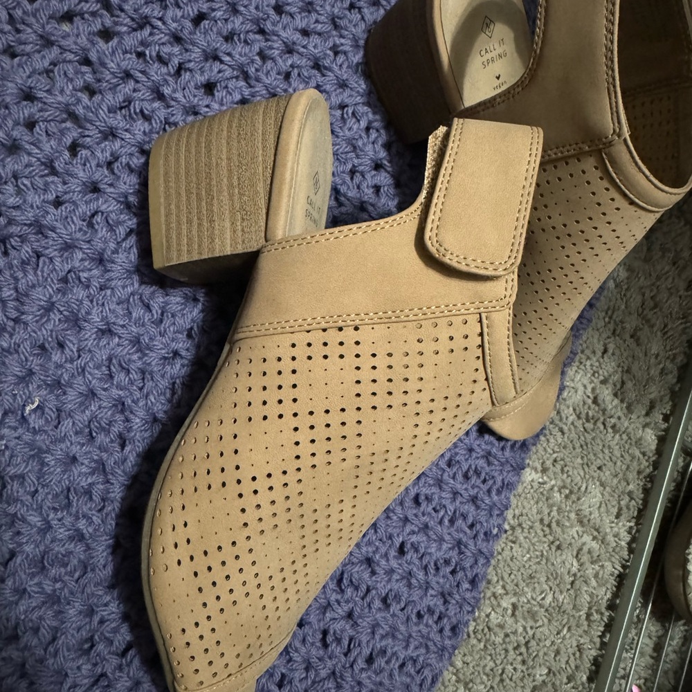 Call it spring Women's Beige Perforated Mules booties size 6.5